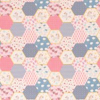 Baumwollgewebe Patchwork Hexagon rosa Einhörner