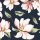 Jersey schwarz Magnolien Blüten