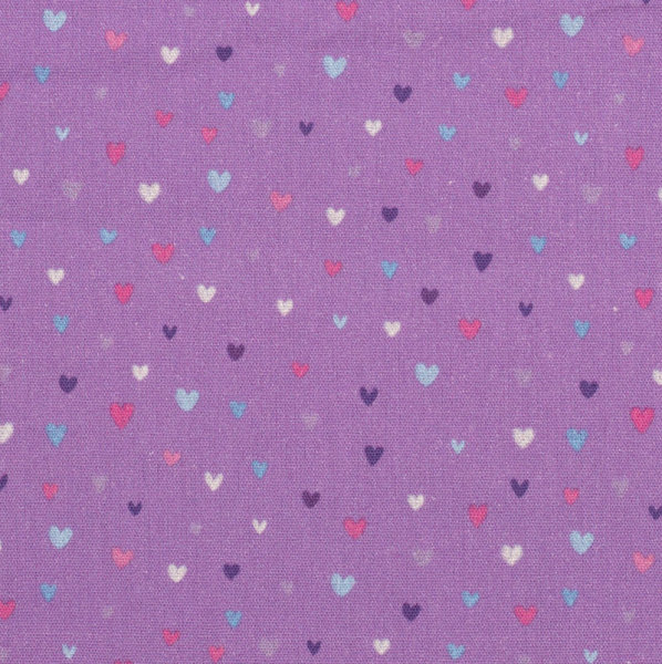 Baumwollgewebe violett Herzchen
