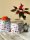 Baumwollgewebe Canvas mit Weihnachts-Zwergen + Wichteln, hellgrau