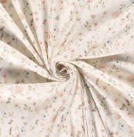 Rippjersey wollweiß Blumen