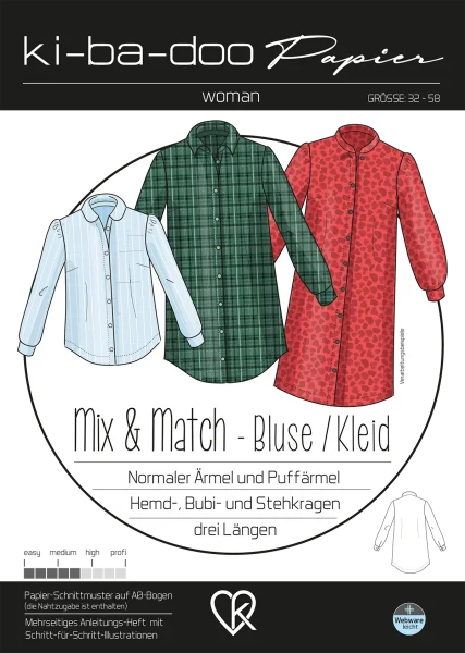 Kibadoo Damen Mix&Match Bluse Kleid