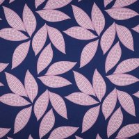 Viskose Leinen gewaschen Nerida Hansen abstrakte Blätter kobalt flieder