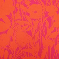 Viskosegewebe fuchsia orange abstrakte Blumen