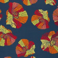 Viskosegewebe Poppies Mohnblumen by Bienvenido Colorido blau