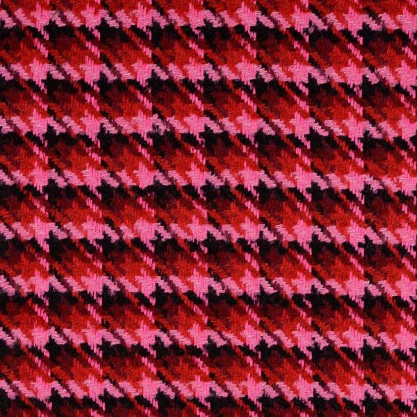 Manteltweed Hahnentritt Pink Rot Schwarz