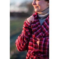 Manteltweed Hahnentritt Pink Rot Schwarz