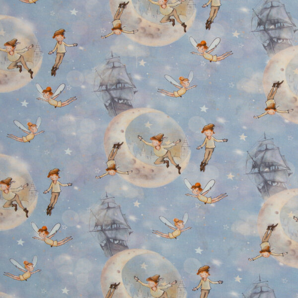Baumwollgewebe Fairy Tale Peter Pan hellblau