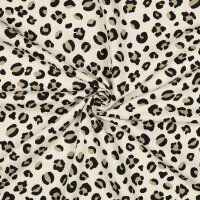 French Terry geraut Leoprint natur mit schwarz und beige