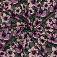 French Terry Blumen violett khaki