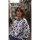 French Terry Blumen violett khaki