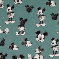 Jersey  Mickey Mouse Lizenzstoff petrol