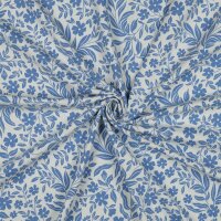 Jersey Blumen blau weiß