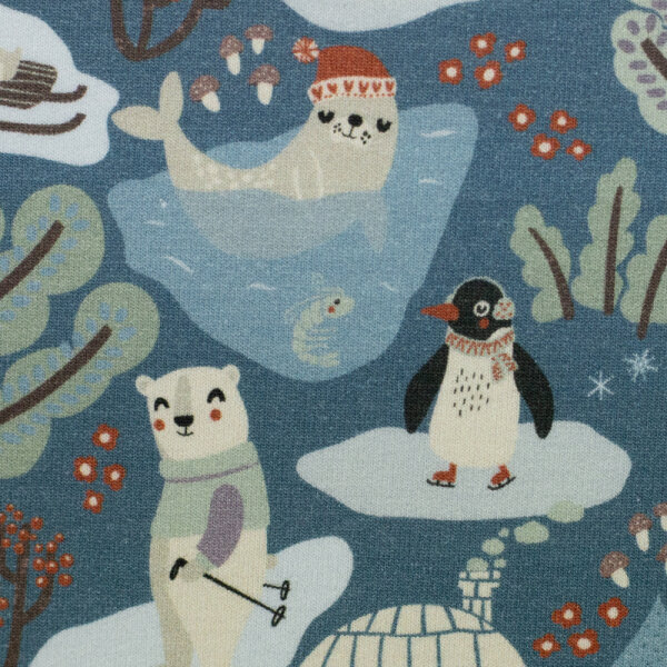 Jersey Polar Playtime by Bienvenido Colorido rauchblau mit Wintertieren