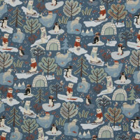 Jersey Polar Playtime by Bienvenido Colorido rauchblau mit Wintertieren